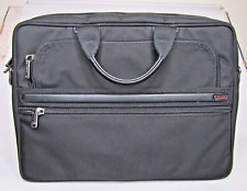 Tumi T Tech Slim Ballistic Nylon Black Leather Laptop Brifcase Bag Handbag picture