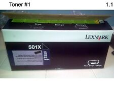 2 NEW GENUINE OEM LEXMARK (501X) BLACK TONER CARTRIDGES Open Box *SAVE* picture
