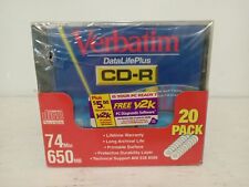 Verbatim Data Life Plus CD-R With Cases Pack of 20 Sealed 74 Min 650 MB New picture