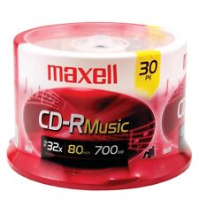 Maxell 625335 80 Min Gold Recordable Reusable Music CD Spindle Noise free 30 pcs picture