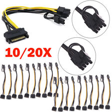 10/20x 15-pin SATA Male to 8-pin (6+2) PCI-E PCI Express Power Adapter Cable 8