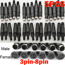 5 pcs Mini DIN Plug Jack Connector with Black ABS Plastic Handle 3pin to 8pin picture