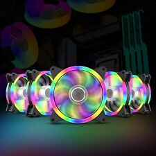 5 Pack RGB LED Quiet Computer Case PC Cooling Fan 120mm with 20 Screws US picture