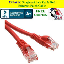 25 PACK 6 In Cat5e Red Network Ethernet Patch Cable Computer LAN 1 Gbps 350MHz picture