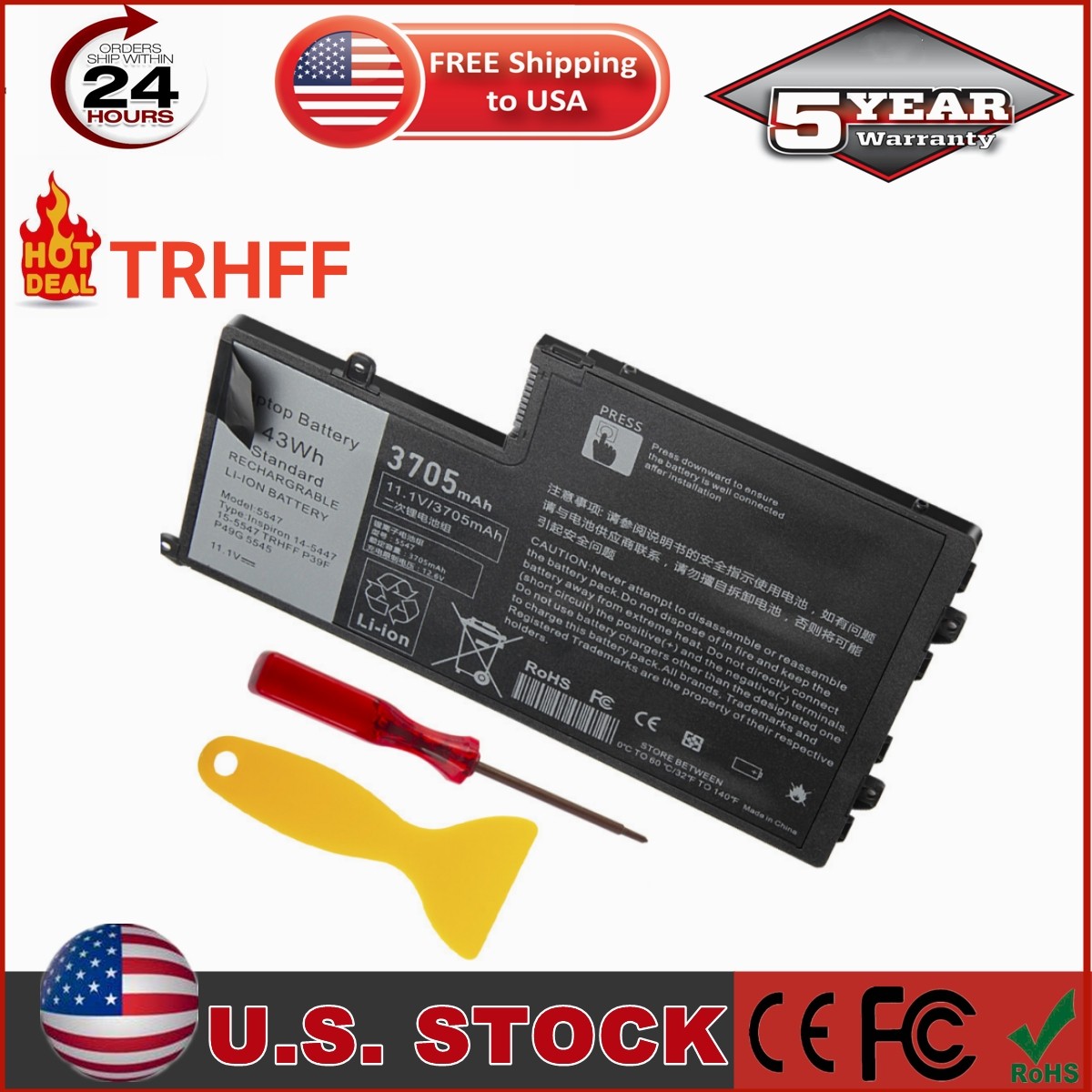 ✅LOT TRHFF Battery For Dell Inspiron 15-5547 5545 5548 N5447 Latitude 3450 3550