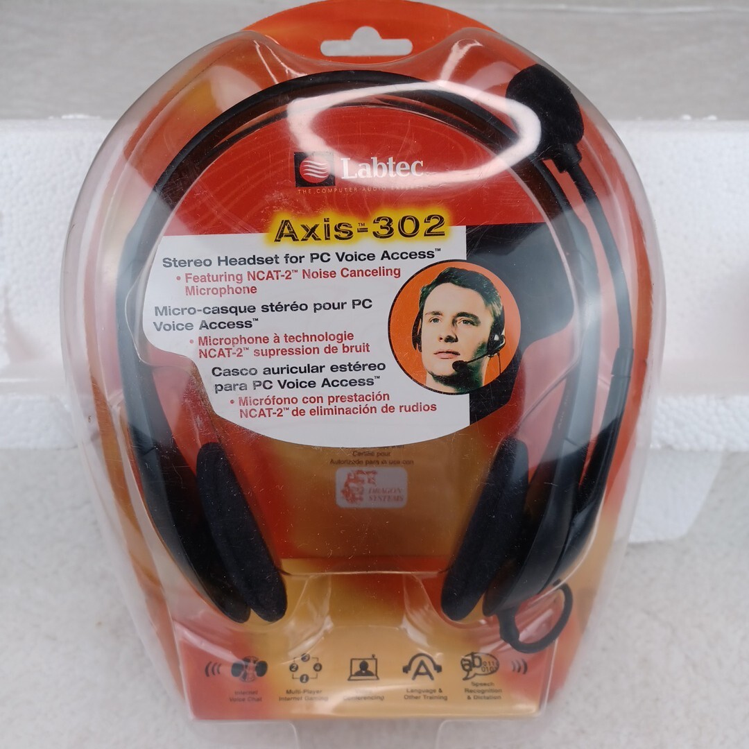 Labtec Axis-302 Stereo Headset New Sealed NIB NOS 3.5 mm