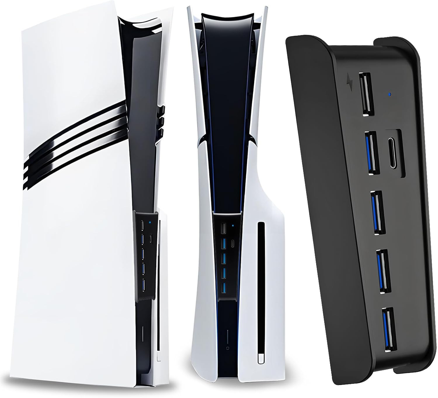 6 Port USB Hub for PS5 Pro & PS5 Slim, Extra USB Ports with Charger Splitter