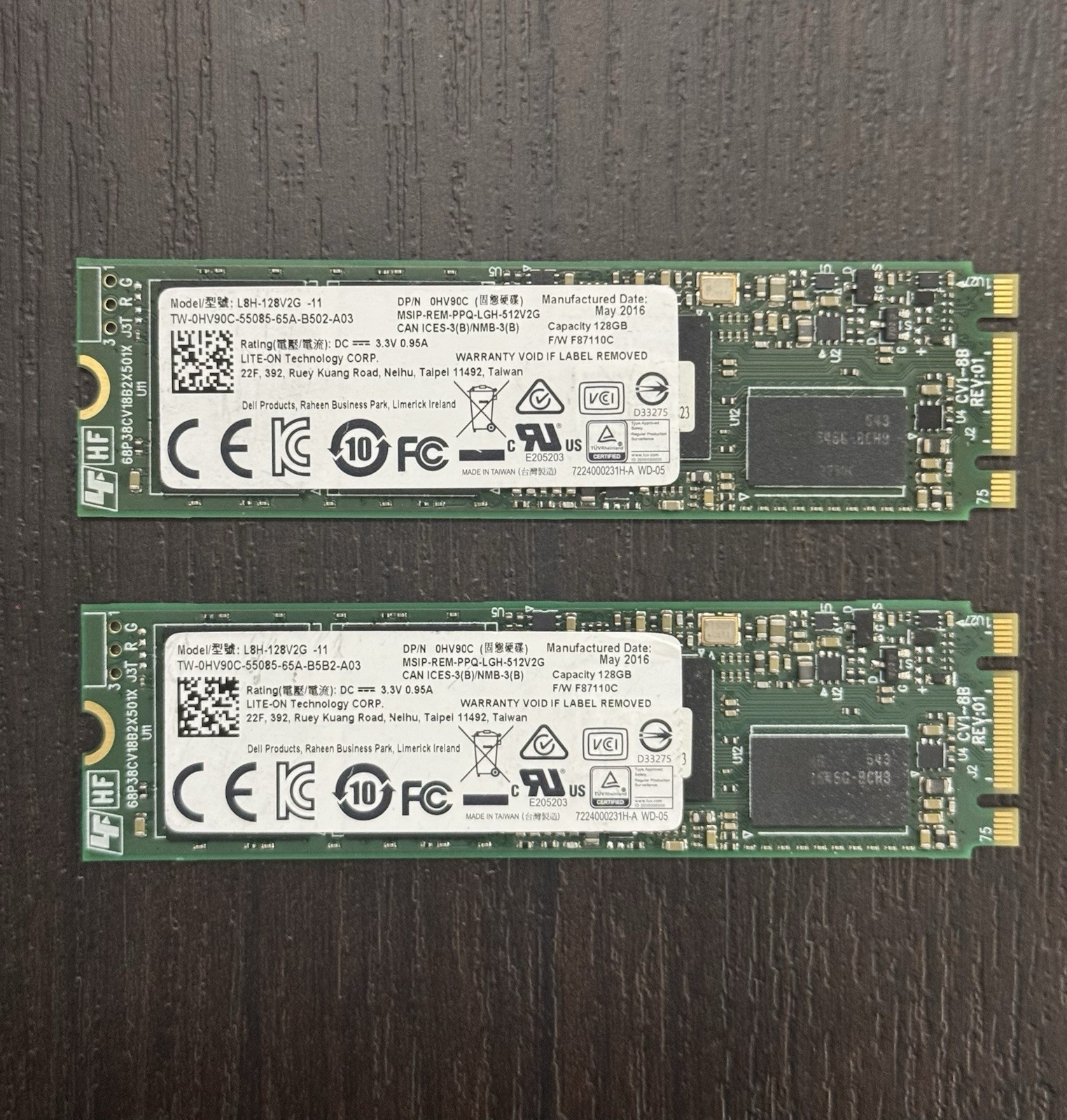 LOT OF 2 - Lite-On L8H-128V2G-11 128GB M.2 2280 SATA Dell SSD