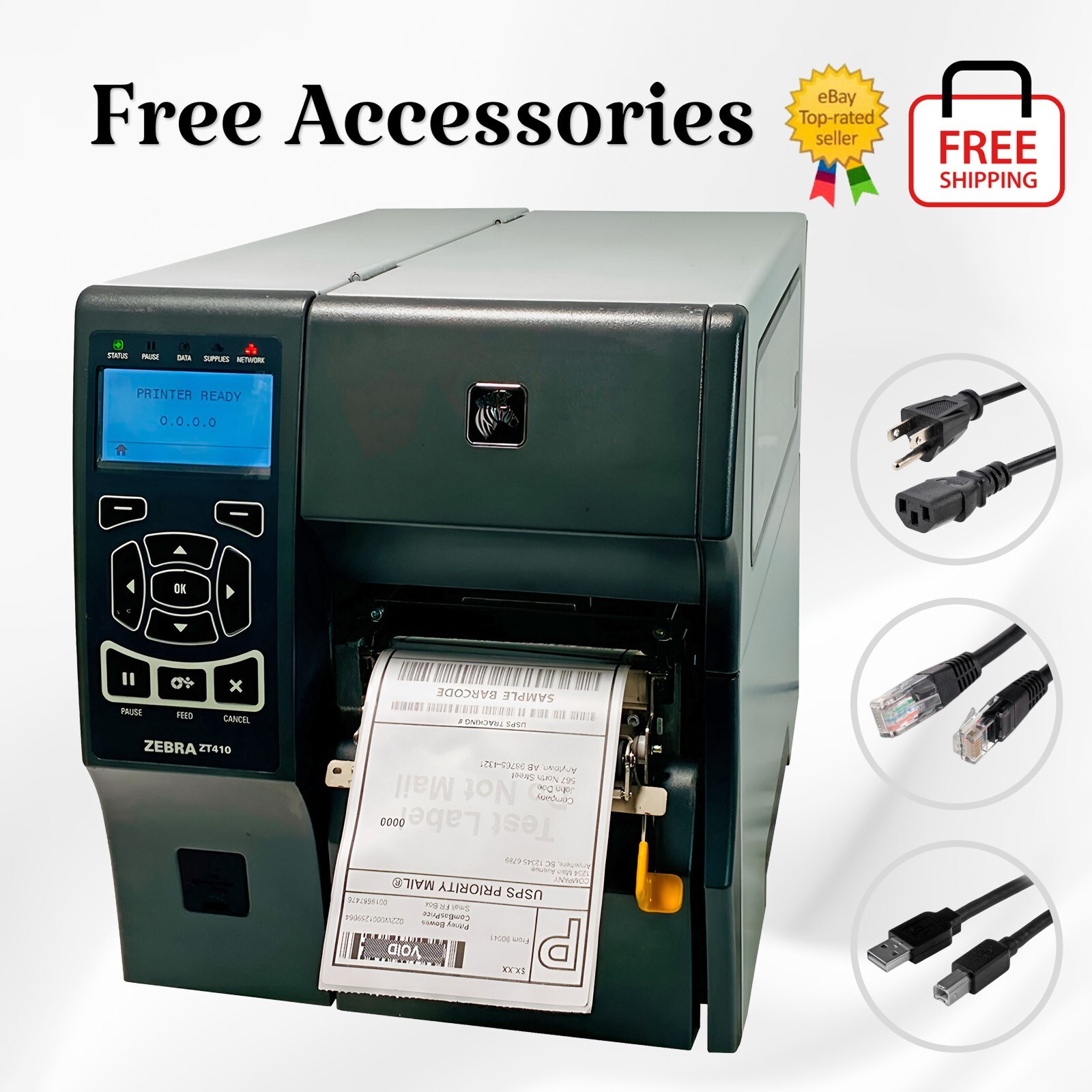 FULLY TESTED Zebra ZT410 DT/TT Label Printer 300 dpi Peeler Rewinder USB BT LAN