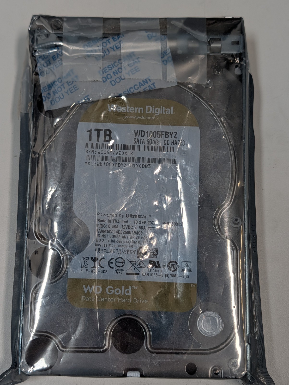 WD Gold 1TB Enterprise HDD WD1005FBYZ SATA 6Gb/s 7200RPM 3.5in open box