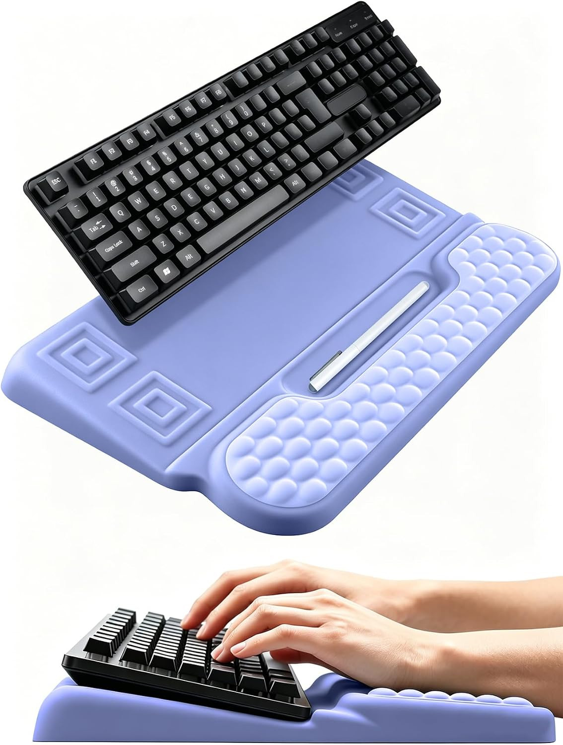 Keyboard Stand with Wrist Rest, 2-In-1 Ergonomic Memory Foam Keyboard Stand for