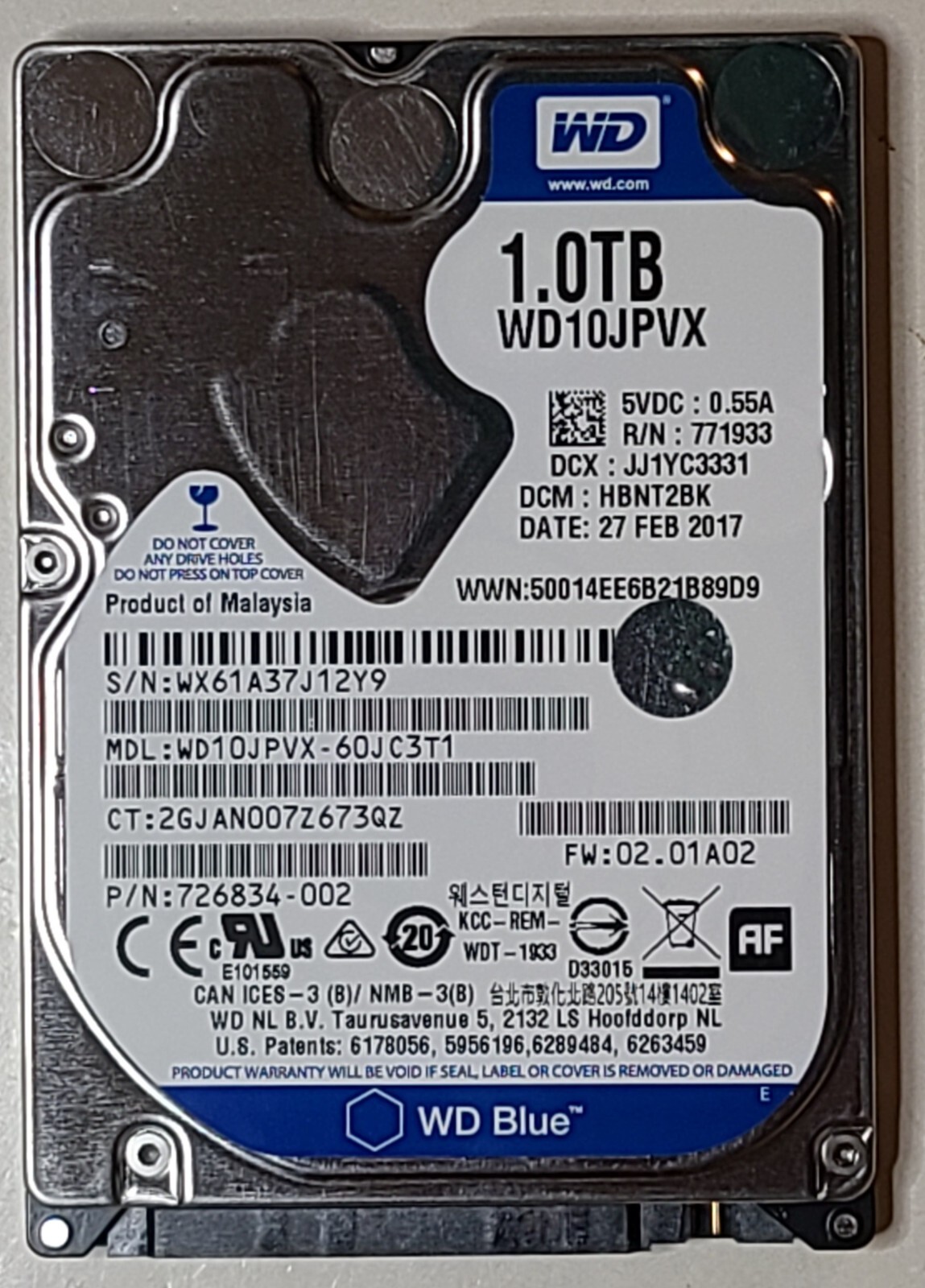 NEW - OEM Original HP 15-BA082NR 1TB Hard Drive 778192-005 WD10JPVX AMD Models