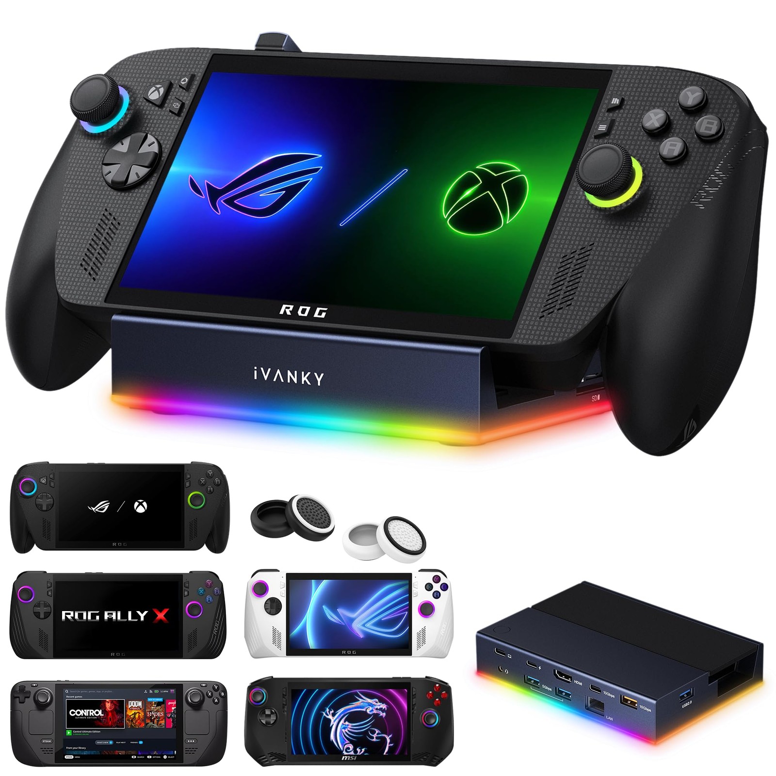 iVANKY 14-in-1 RGB Docking Station for ROG Xbox Without Power Adapter, Black