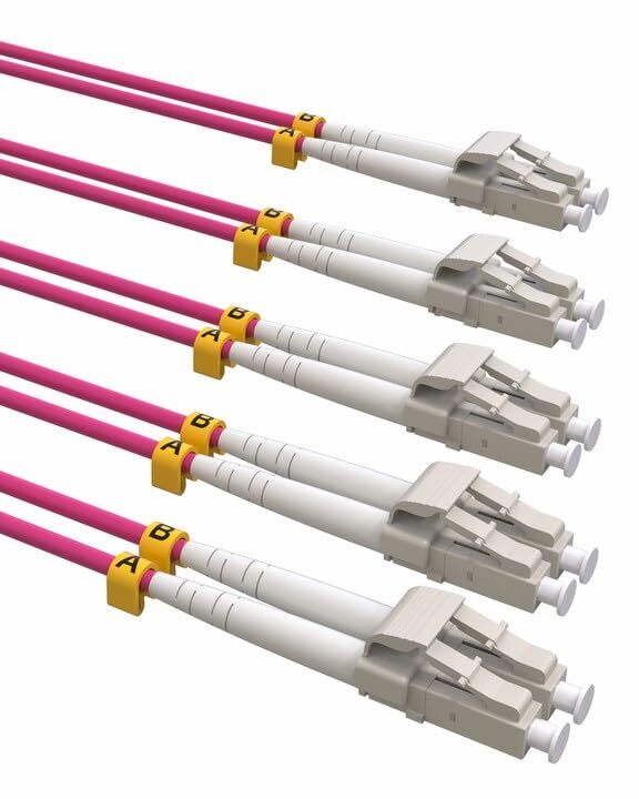 5 Pack LC to LC 0M4 Fiber Patch Cable, 1/10/40/100Gbs Multi Mode Fiber Optic ...