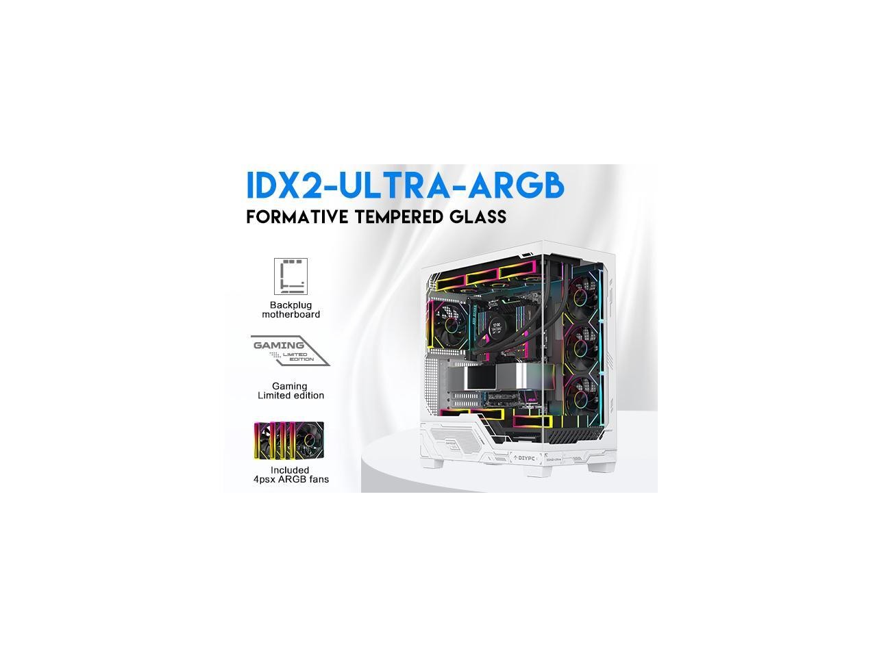 DIYPC IDX2-Ultra-ARGB Black Dual USB3.0/ 1 x Type C Tempered Glass ATX Gaming