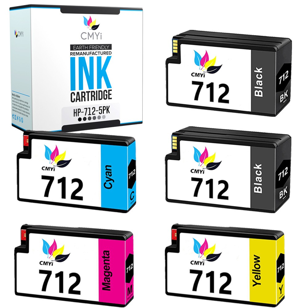 CMYi 5X Compatible HP 712 Printer Ink Cartridges for DesignJet T210, T250, T630