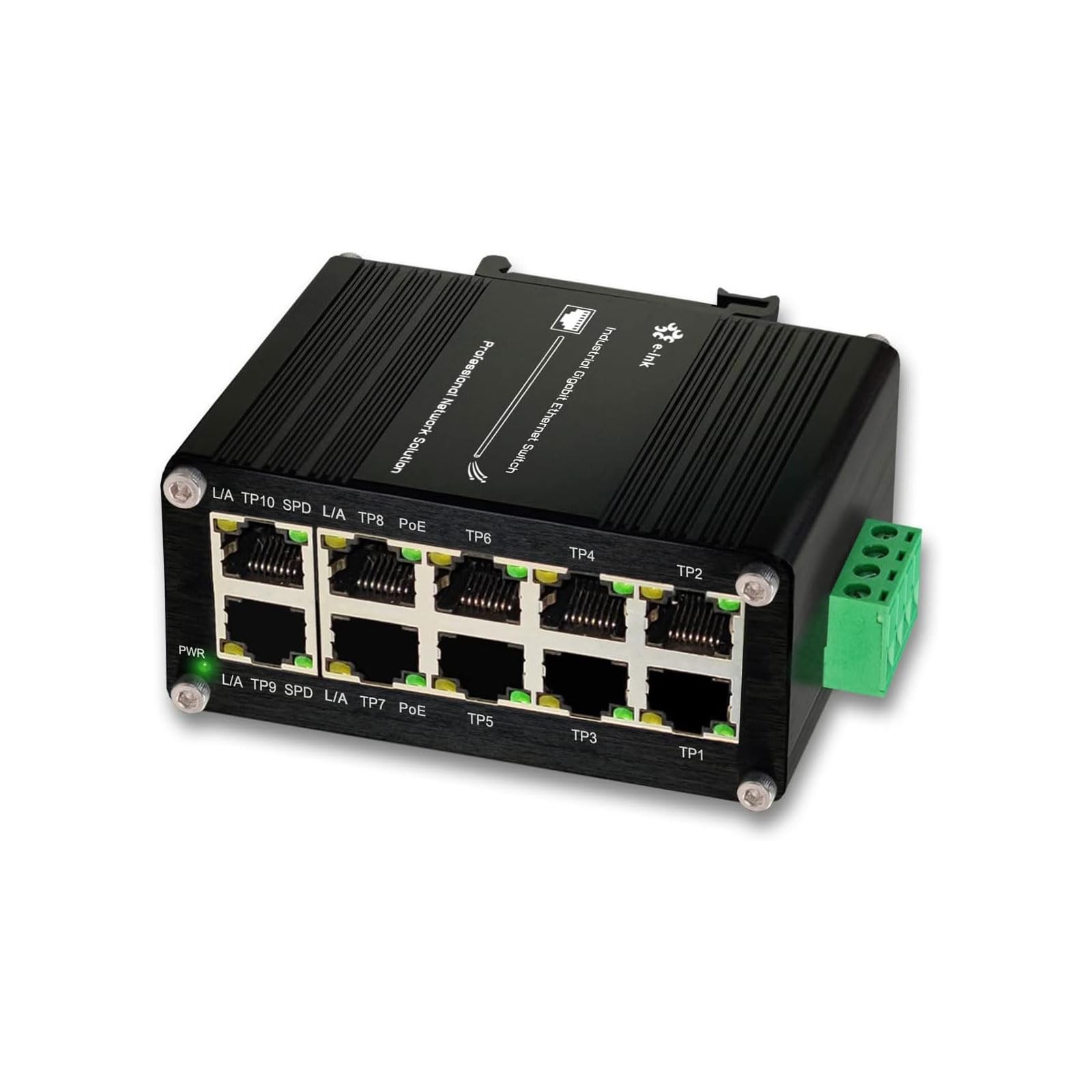 Industrial 8-Port 10/100/1000T 802.3at PoE+ Compact Ethernet Switch, 2 Ports ...