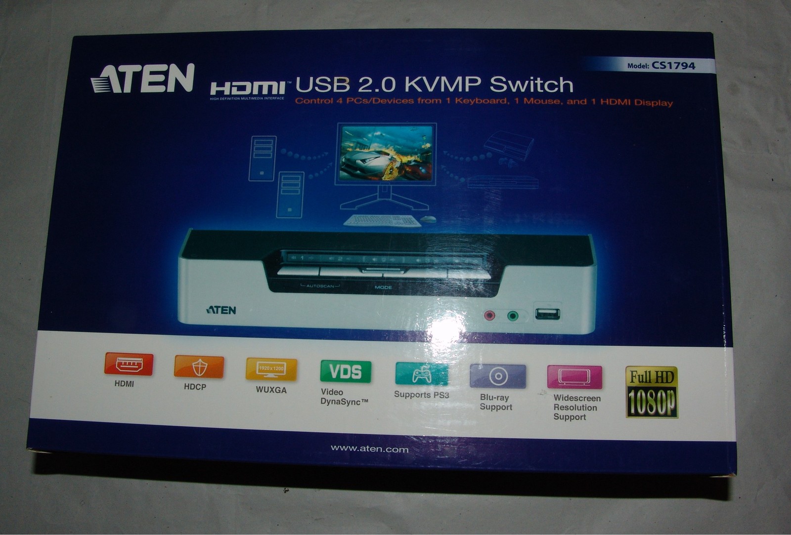 ATEN CS1794 4-Port HDMI USB 2.0 KVMP Switch 1080p/1920×1200 Audio/Hub