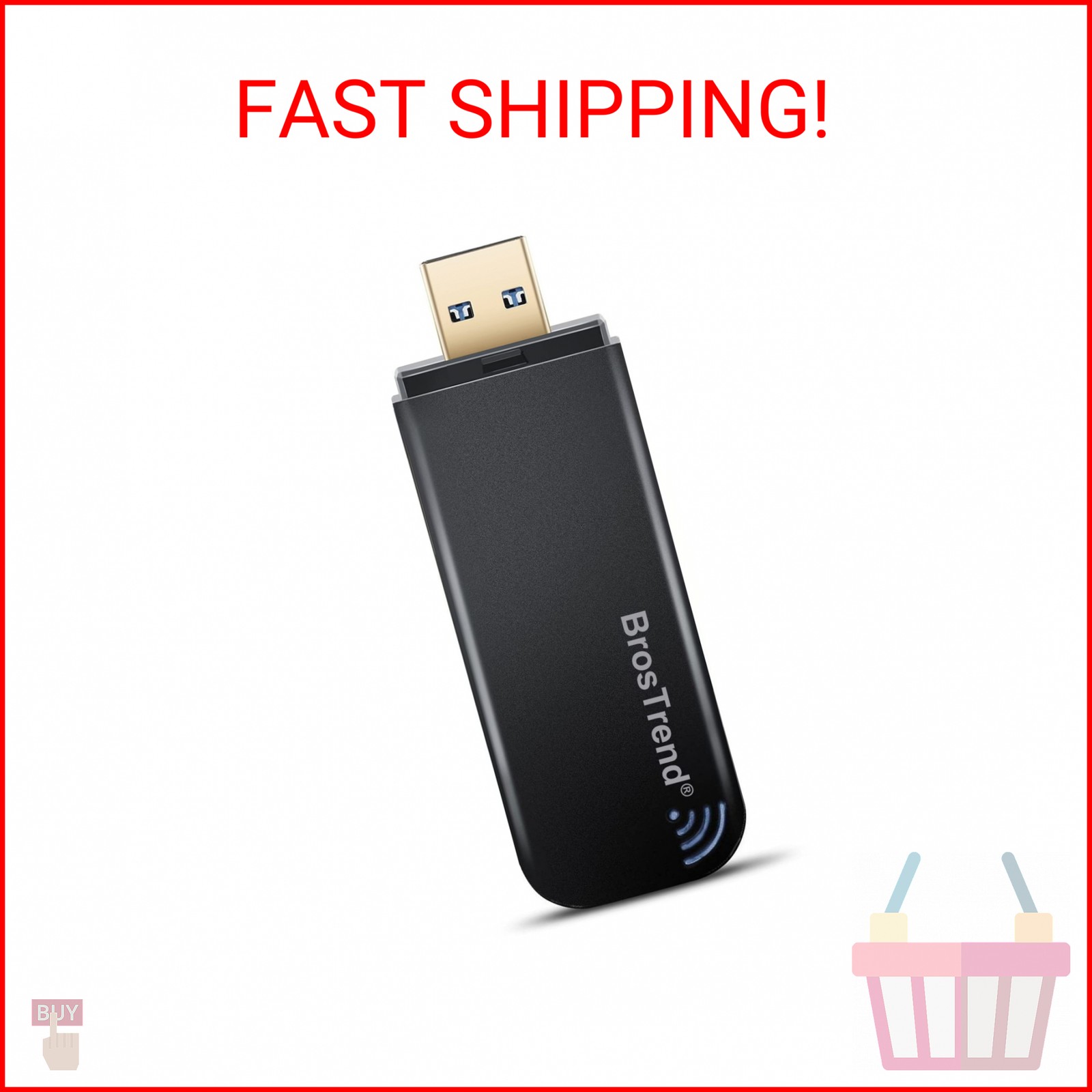 BrosTrend 1200Mbps USB WiFi Network Adapter for Laptop, Desktop PC of Windows 11