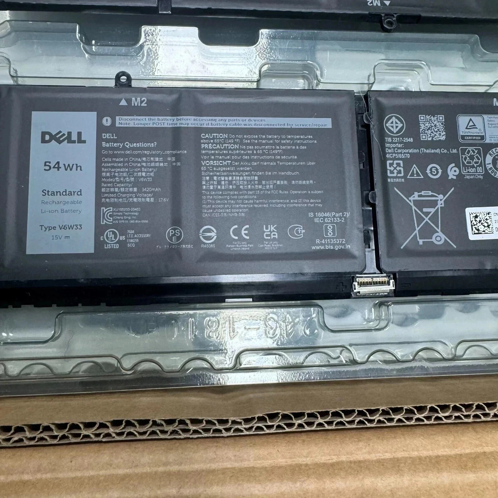 New OEM 54Wh V6W33 Battery for Dell Latitude 3320 3420 3520 Inspiron 5410 5418