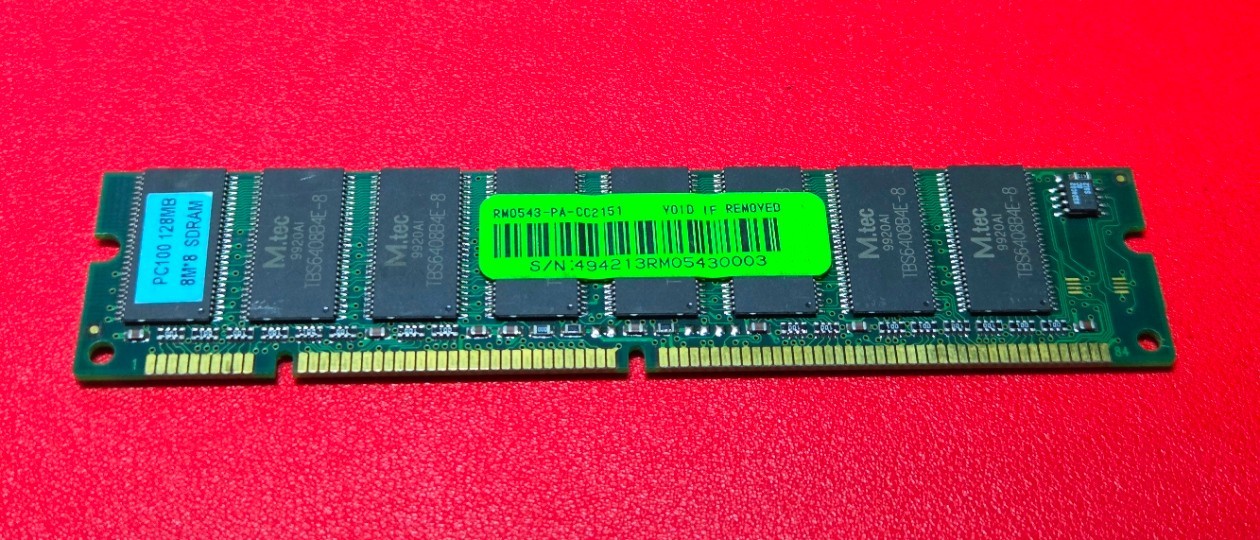 Vintage M.Tec 128MB PC100 SDRAM 8Mx8 DIMM