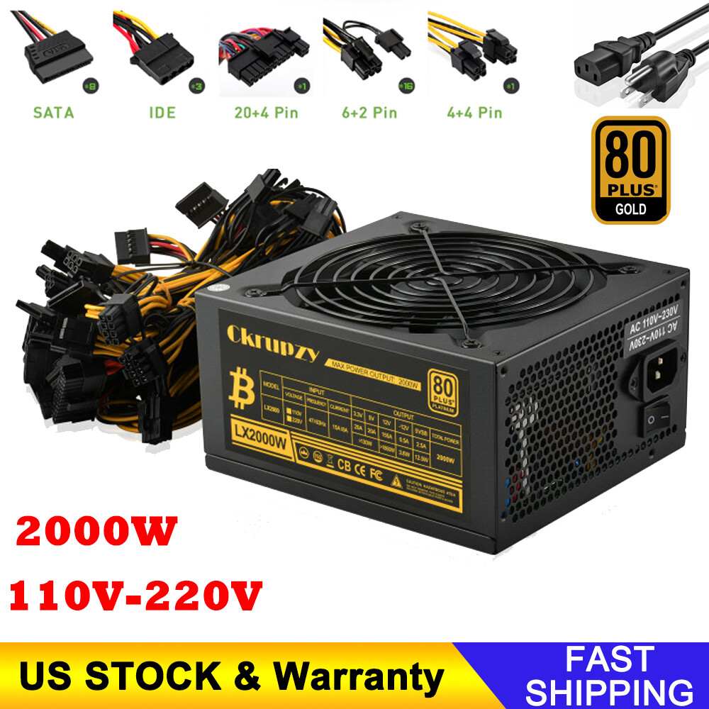 Modular Mining Power Supply 2000W PSU 8 Graphics GPU ETH Rig Ethereum Miner NEW