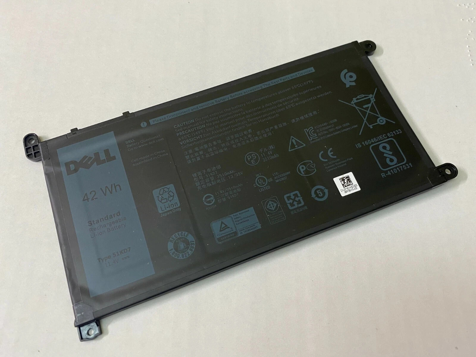 Genuine Dell Chromebook 3100 3180 3189 5190 3181 42wh Battery Y07HK FY8XM 51KD7