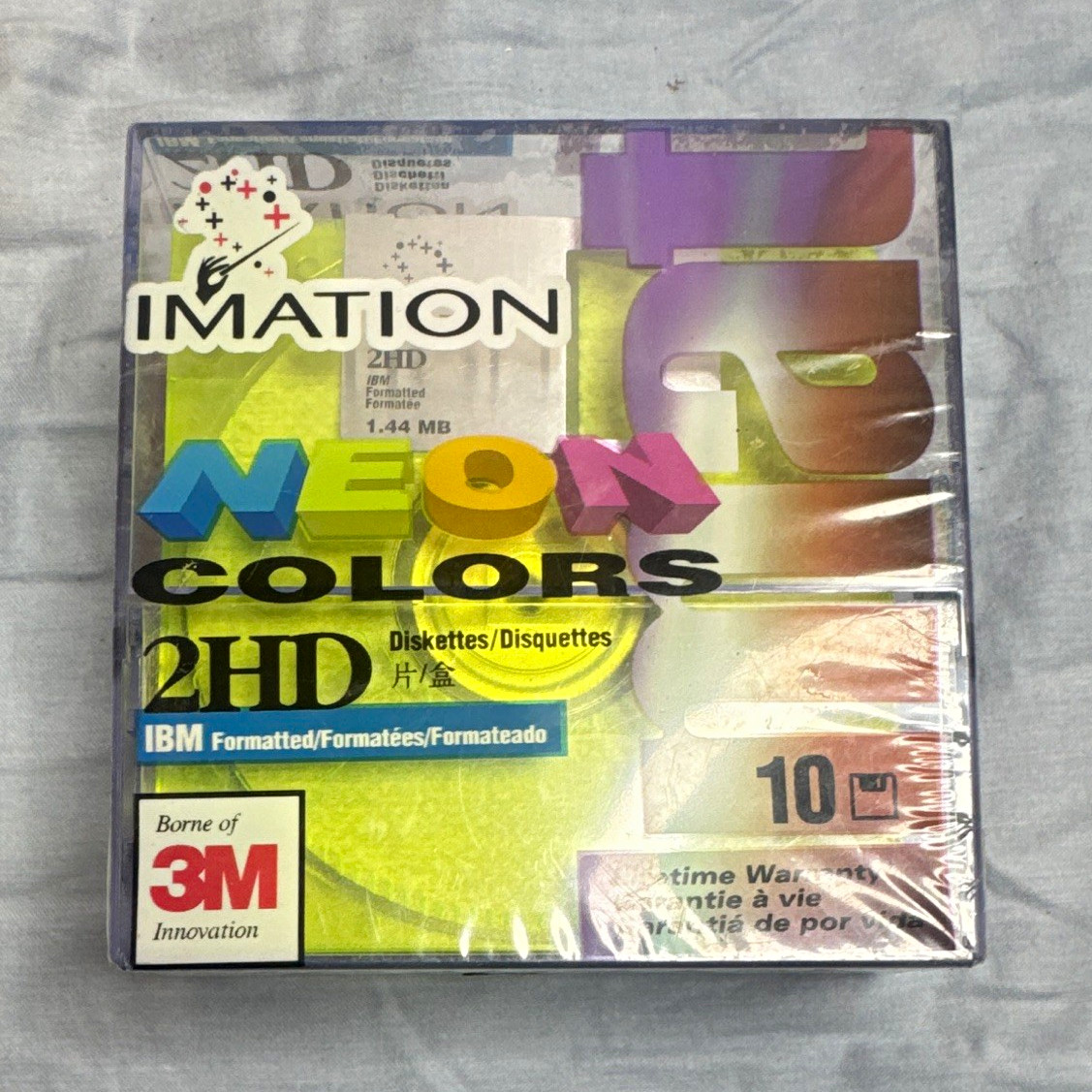 Imation Neon Colors 2HD 3.5" Floppy Disks 1.44MB IBM Formatted 10 Pack