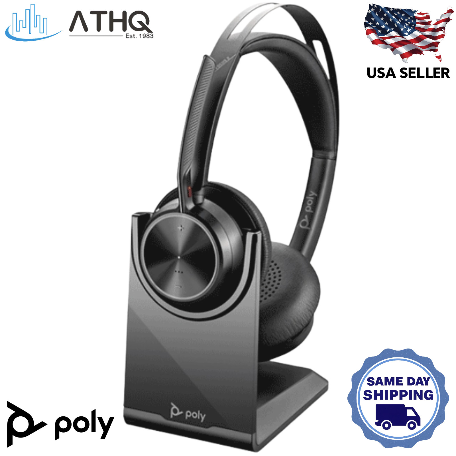 HP Poly Voyager Focus 2 UC Wireless Headset w/Charge Stand & BT700 USB-A Adapter