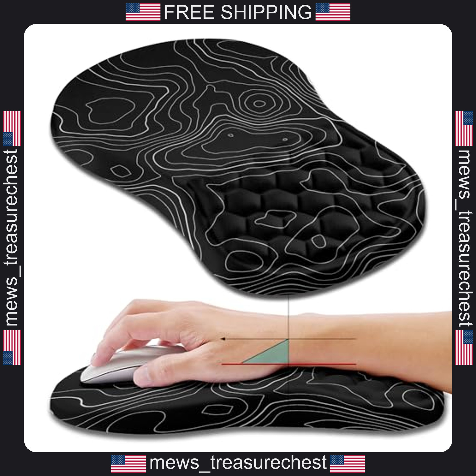 Ergonomic Mouse Pad with Wrist Support, Memory Foam, 11.8x7.9 inch, Carpal