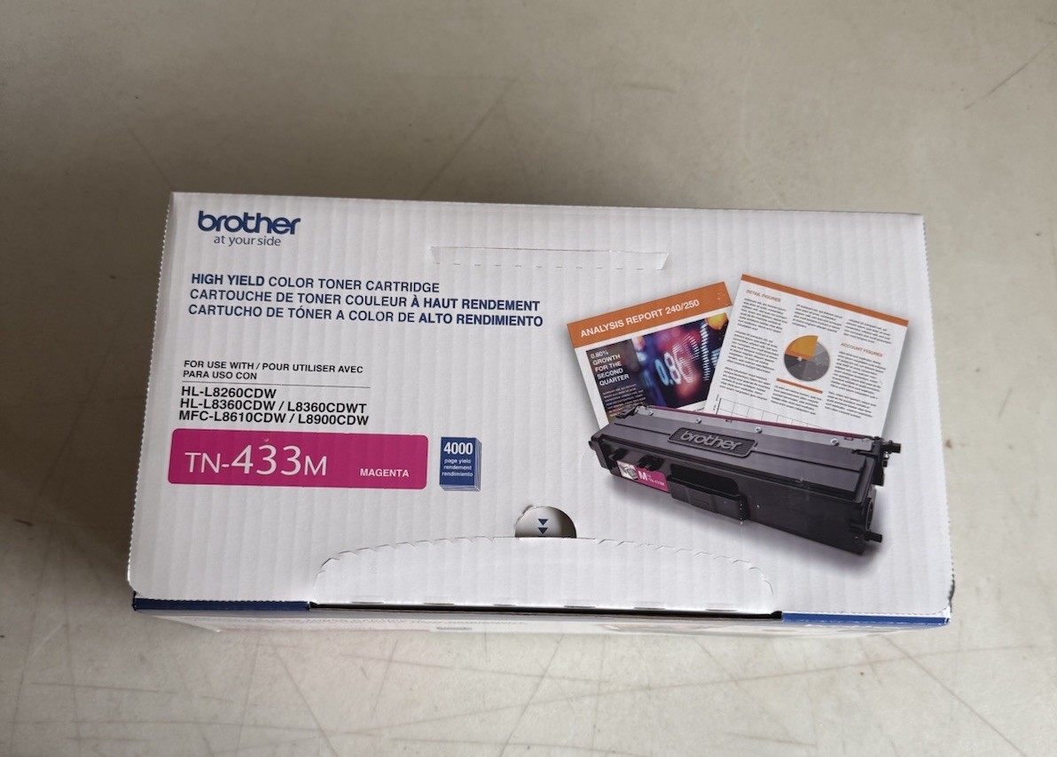 Brother TN433M Magenta HIGH YIELD Toner Cartridge TN-433M NEW GENUINE SEALED