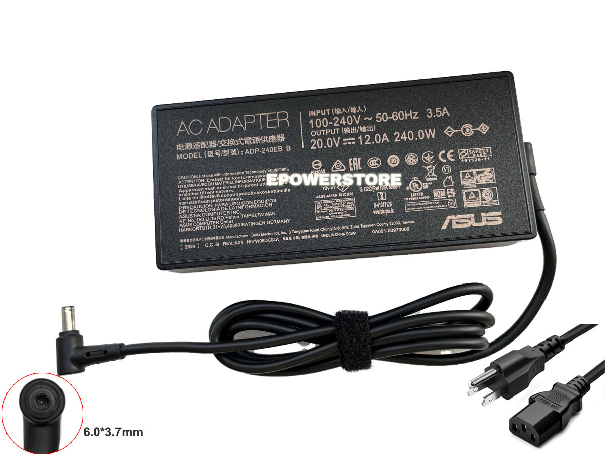 240W AC Power Adapter For ASUS ROG Zephyrus GU603 GU603ZW-M16.I93070T ADP-240EBB