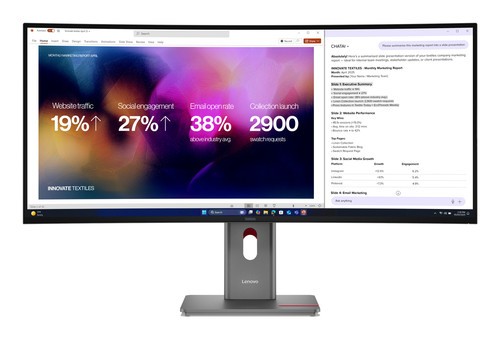 ThinkVision P40WD-40 39.7in IPS 5120x2160 2500R TB4 HDMI 2.1 DP 1.4 Spk Tilt/...