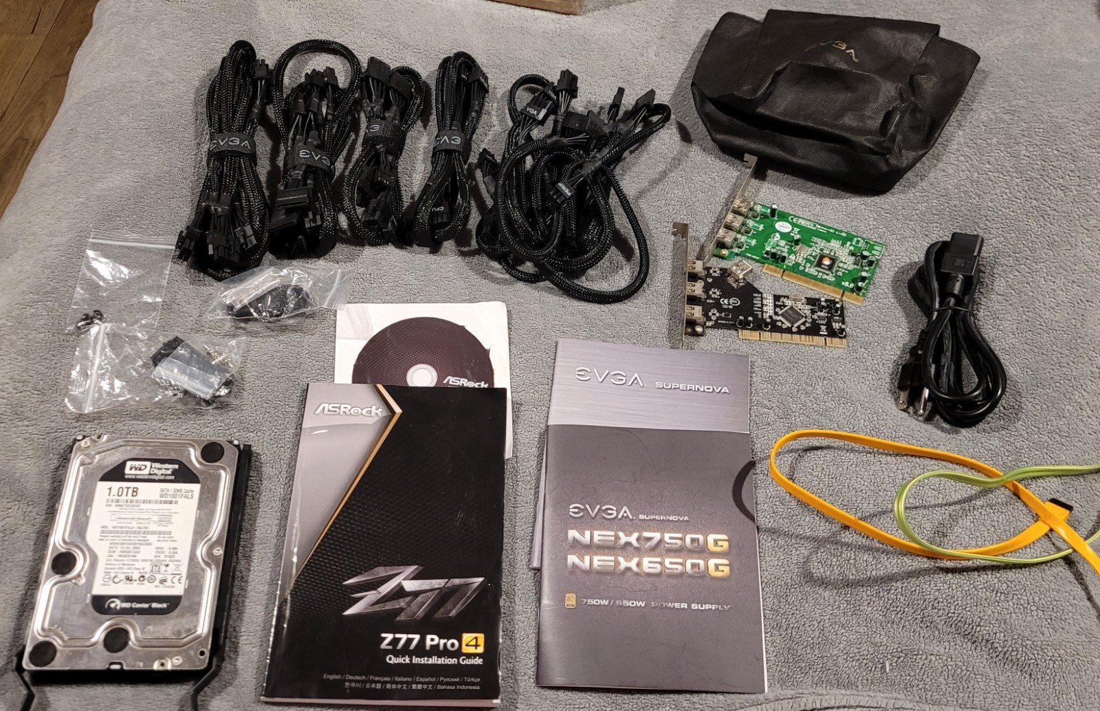 EVGA SuperNOVA NEX750G/NEX650G Modular Cable&WD Black 1TB HDD&PCI Expansion Card