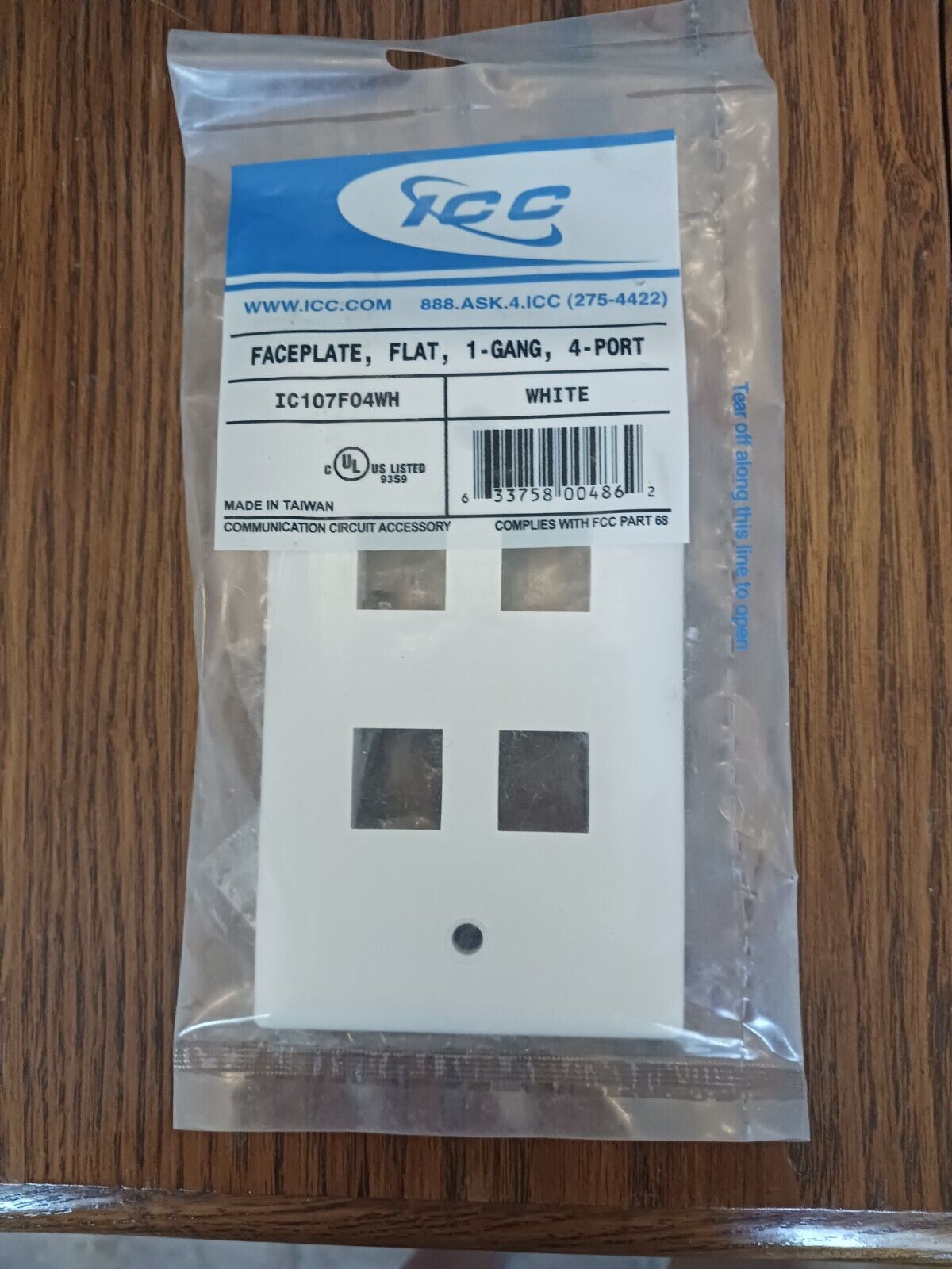 ICC IC107F04WH 1 GANG 4 PORT WHITE FACE PLATE