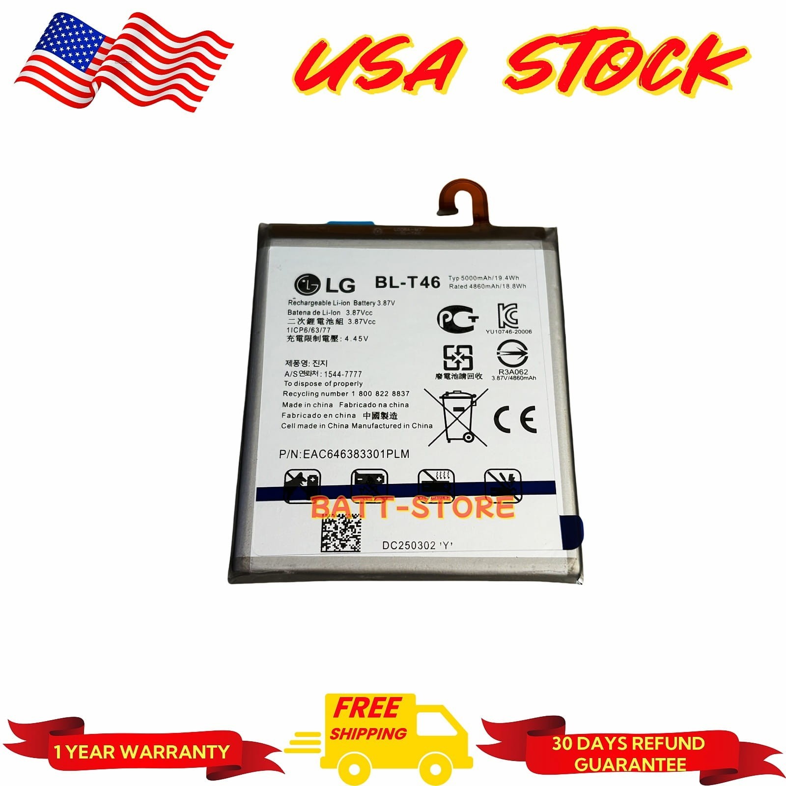 OEM Original New 3.87V BL-T46 Battery for LG V60 ThinQ 5G LMV600TM LM-V600TM