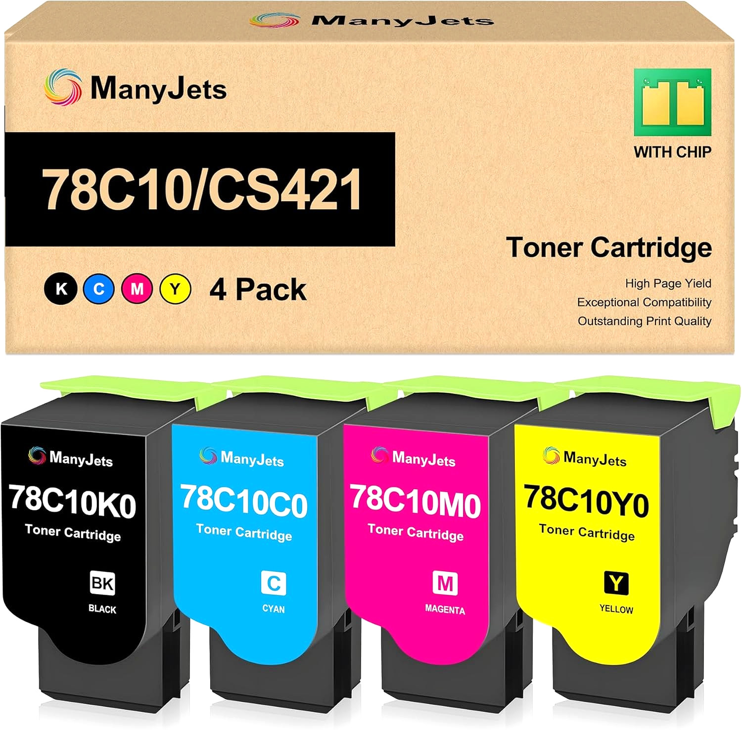78C10 Toner Cartridge with Smart Chip for Lexmark CS421 CS521 CX625ade Printers