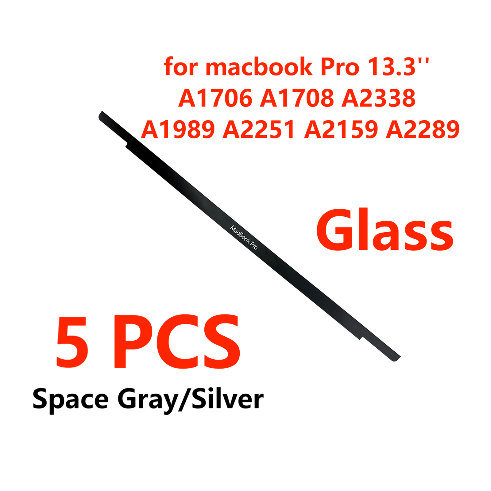 5PCS New For MacBook Pro 13'' A1989 A2159 LCD Front Bezel Trim Logo Glass Cover
