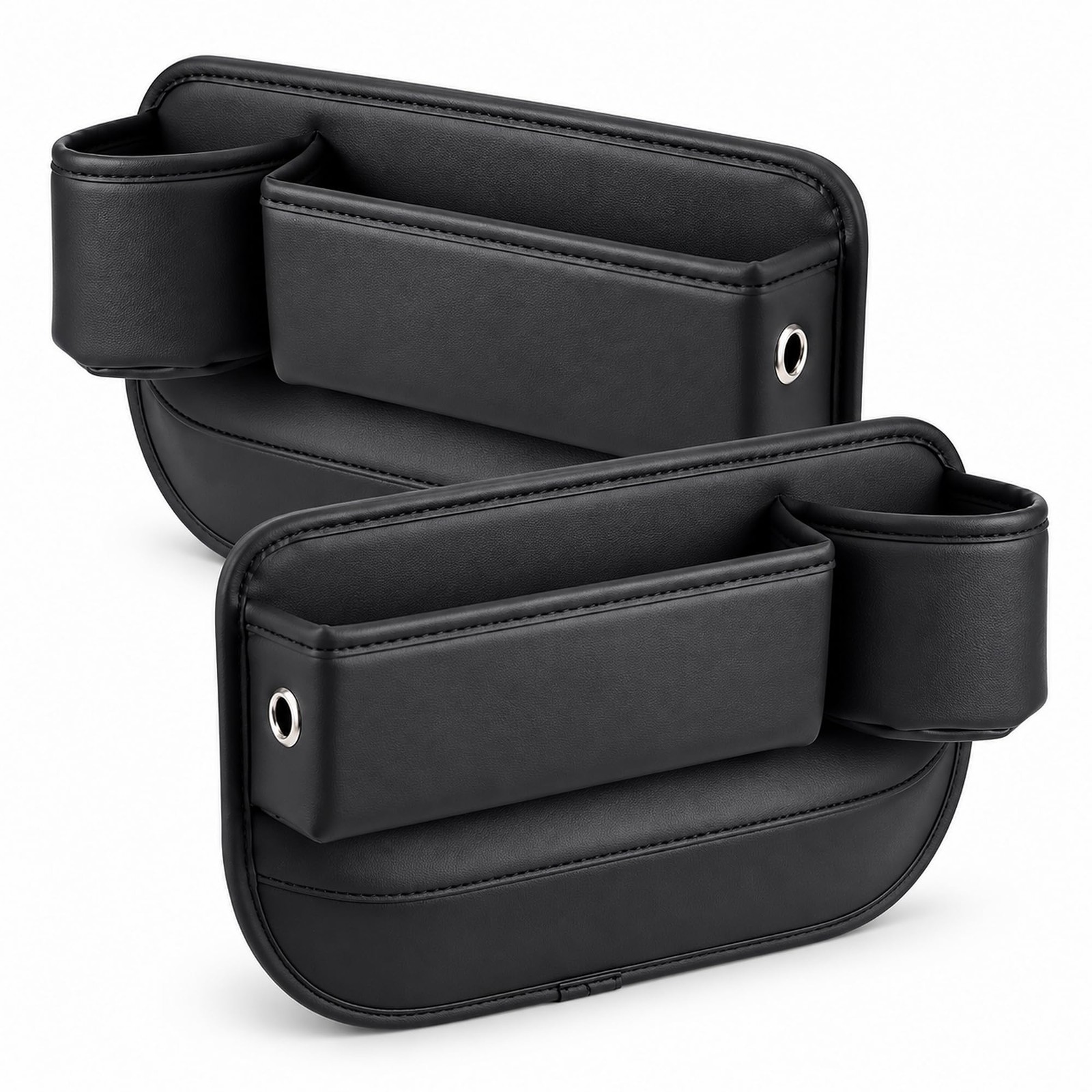 2-Pack Car Seat Gap Organizer with Cup Holders, PVC Leather