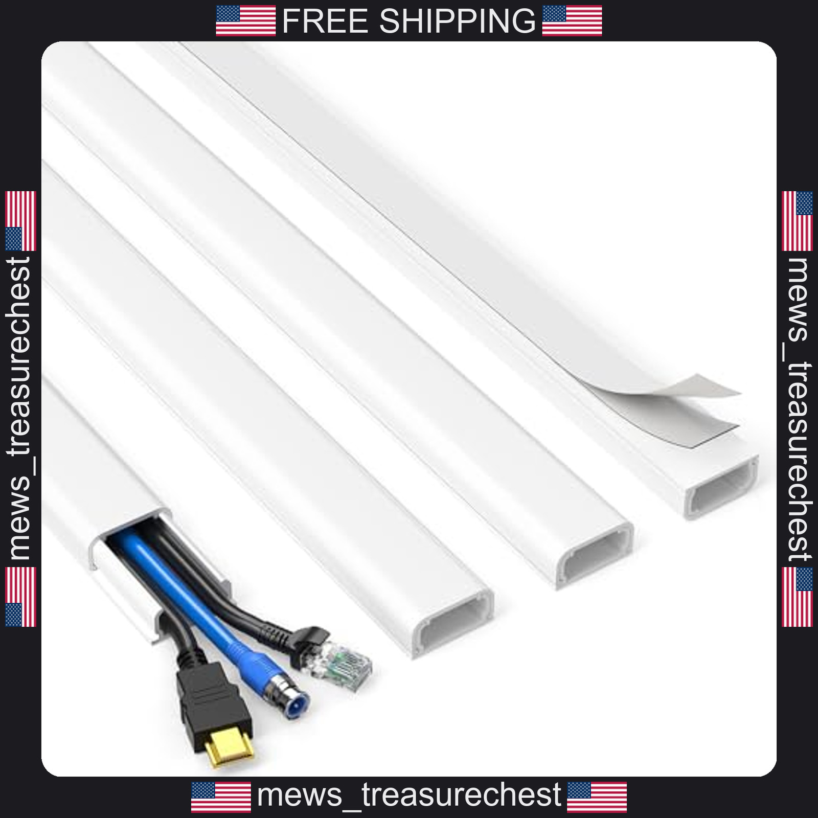 Delamu Wall Cord Hider for 2-3 Wires, Paintable Cable Cover, White
