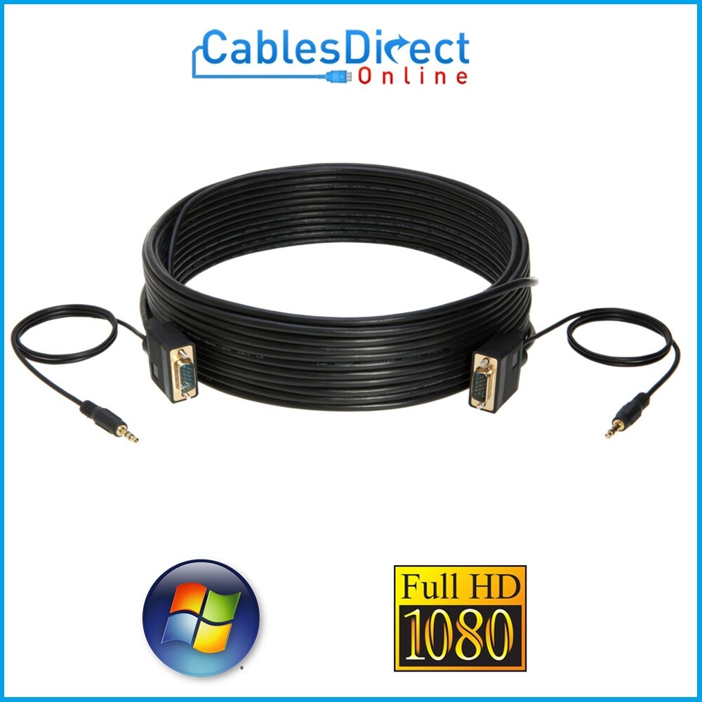 2 PACK x SVGA + AUDIO 3.5MM Cable Male VGA PC Projector Monitor Display Lot