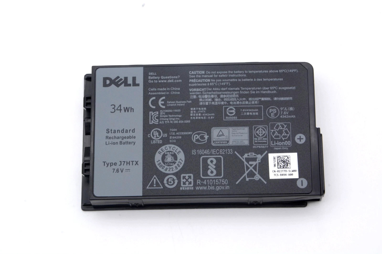 OEM 34Wh J7HTX Genuine Battery For Dell Latitude 7202/7212/7220 Rugged Tablet
