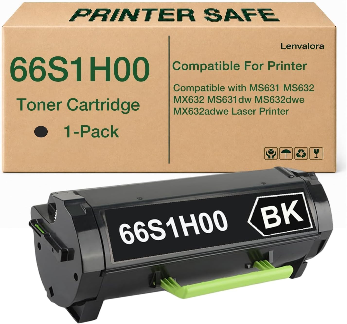 66S1H00 Black Toner Cartridge High Yield Replacement for Lexmark 66S1H00 Toner