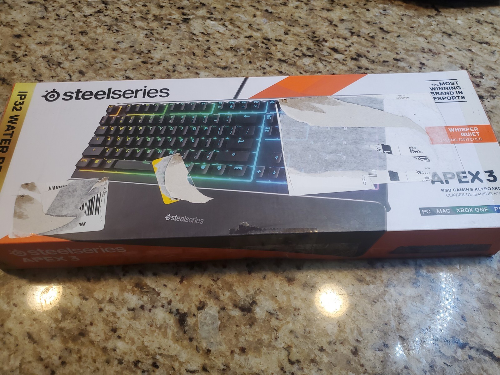 SteelSeries Apex 3 RGB Whisper Quiet Gaming Keyboard DAMAGED PACKAGING