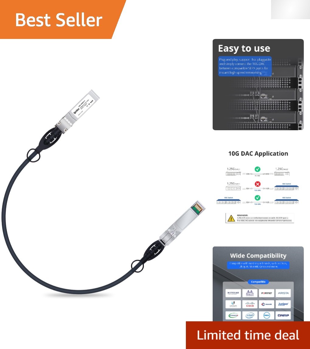 Versatile 10Gbps SFP+ Twinax Cable - 0.5m Length, Plug & Play for Datacenter Use