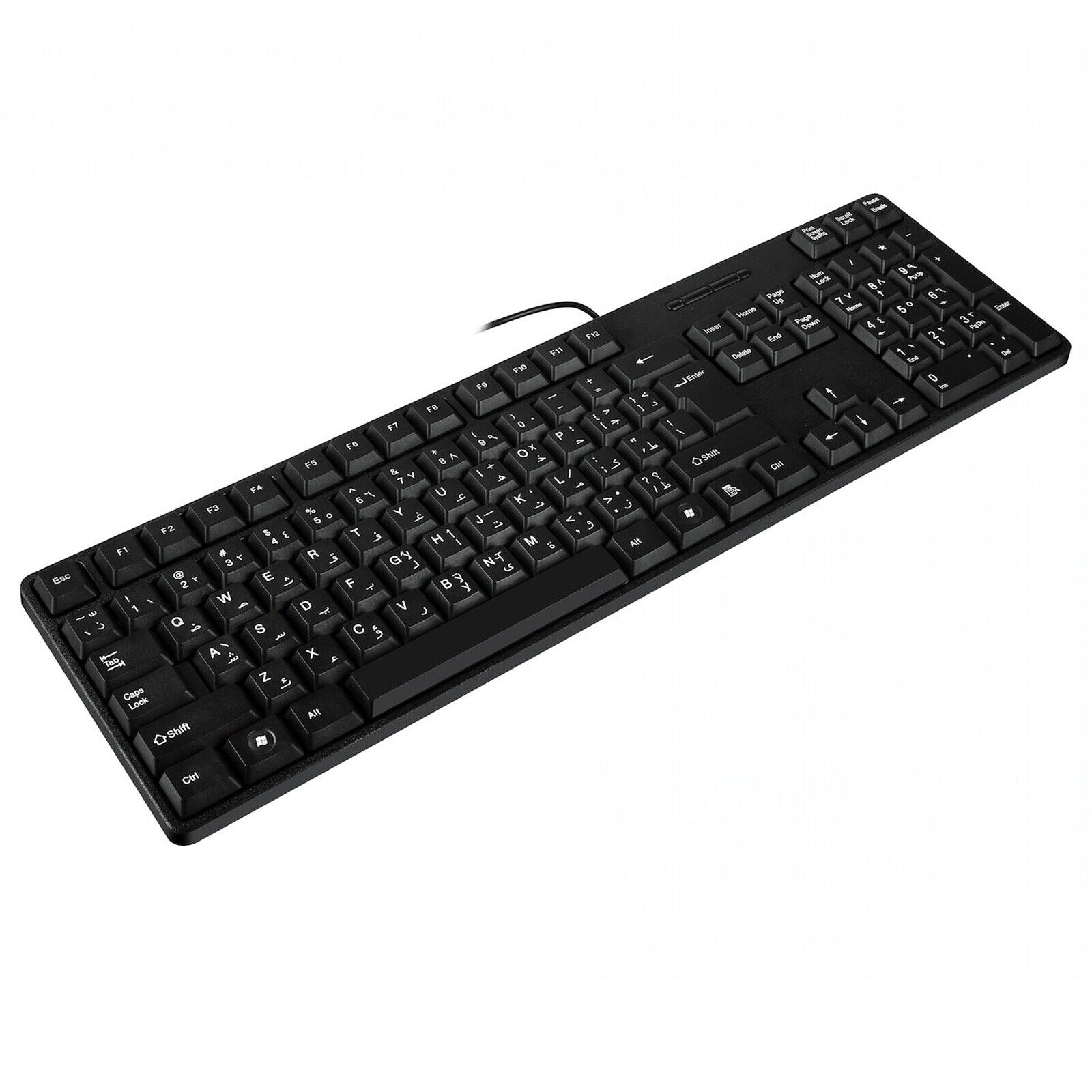Arabic/English Language 104 Key Full Size USB Wired Keyboard with Numeric Keypad