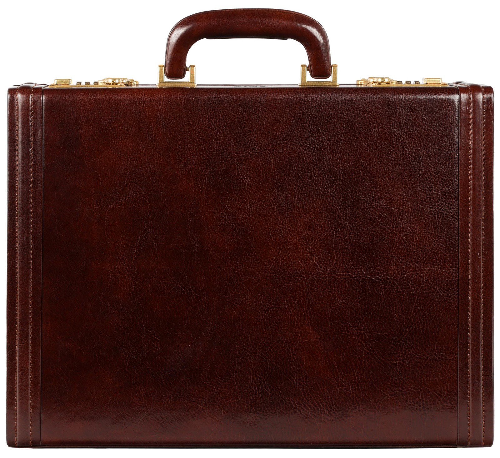 Time Resistance Leather Attache Case - Full Grain Italian 15 inches, Brown