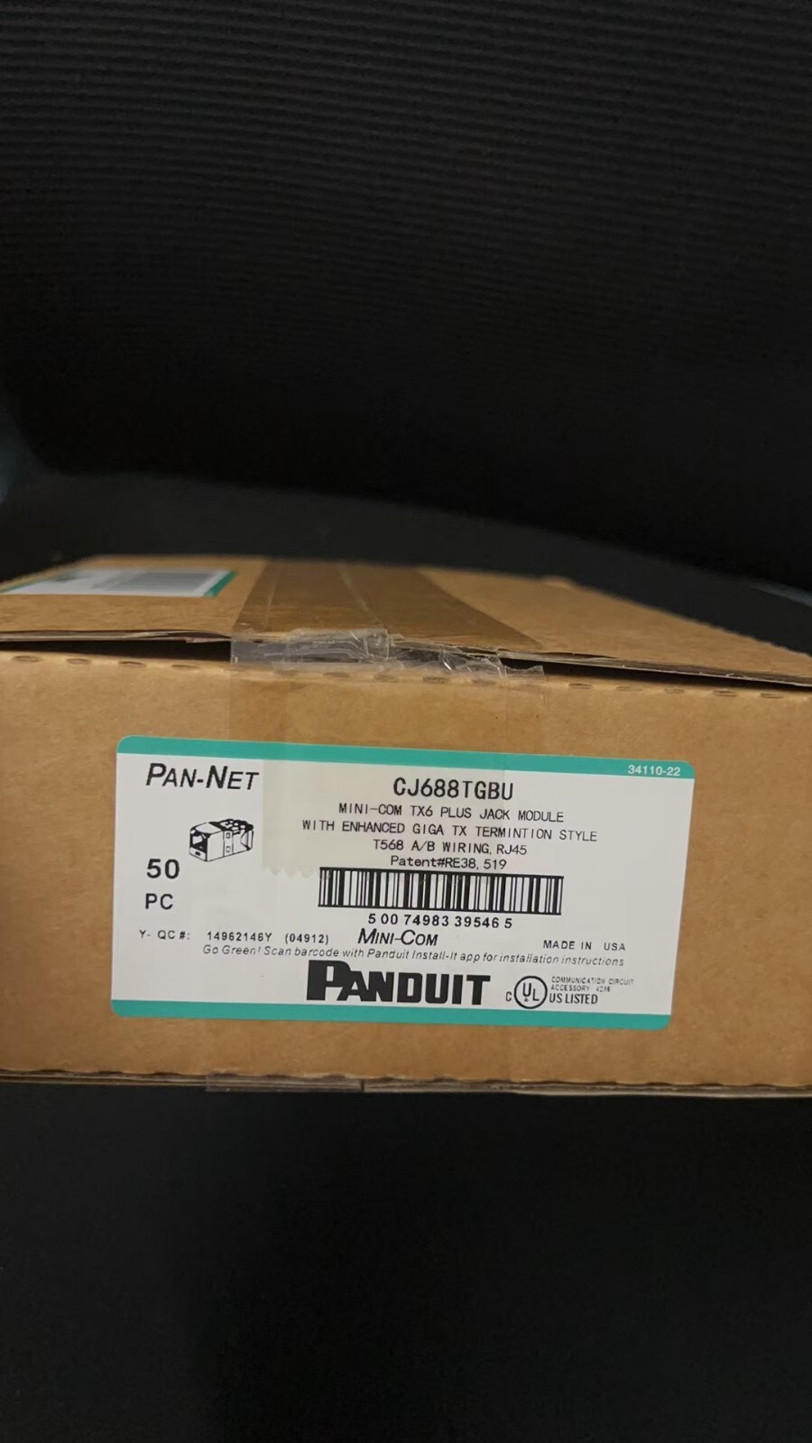 Panduit Giga TX Cat6 jack CJ688TGBU(Blue)  CJ688TGBL(black) Qty 50 