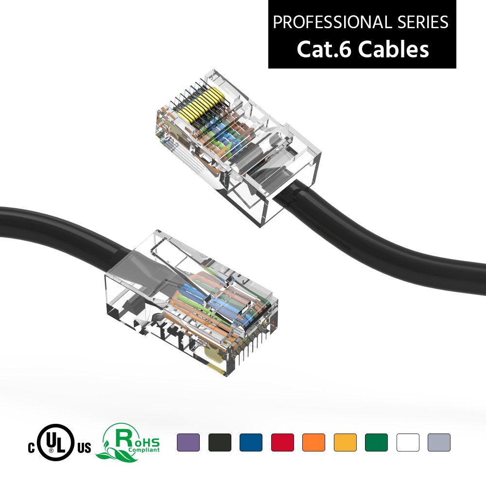 20 Pack of 50Ft CAT6 UTP Ethernet Network Non Booted Cable 15-200 Feet Black