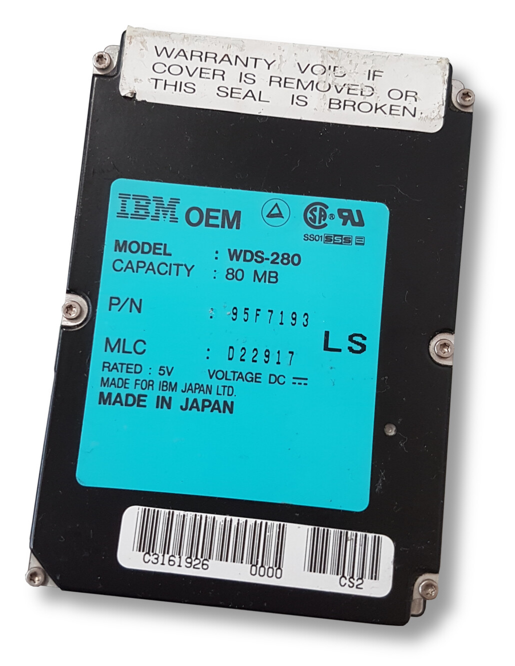 IBM WDS-280 P/N: 95F7193 80 MB